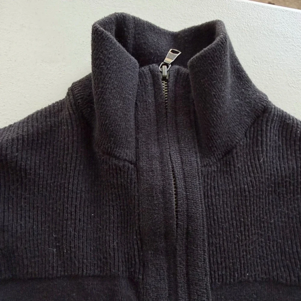Banana Republic Men's M Black Cotton Silk Blend Full Zip Mock Neck Sweater  Y2K